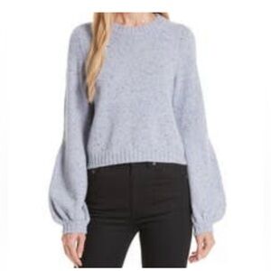 MILLY Light Blue Crewneck Knit Sweater – Size L – Soft Minimalist Classic